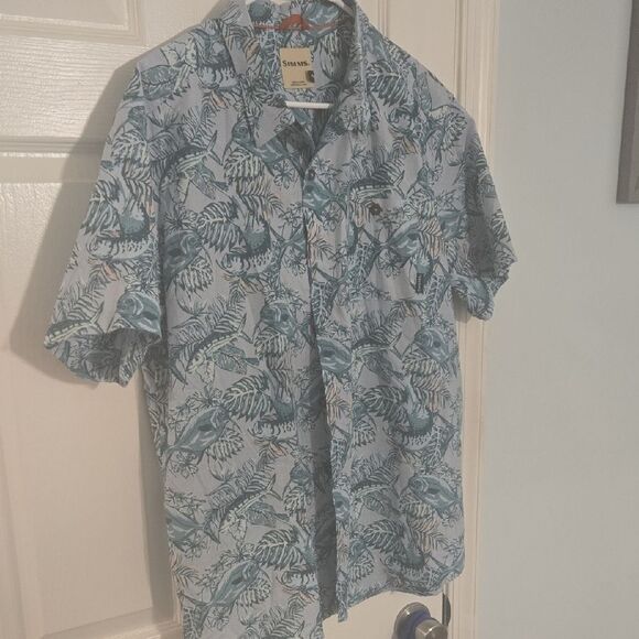 Simms Blue Casual Button Down Shirt with Paisley Design - Picture 4 of 6